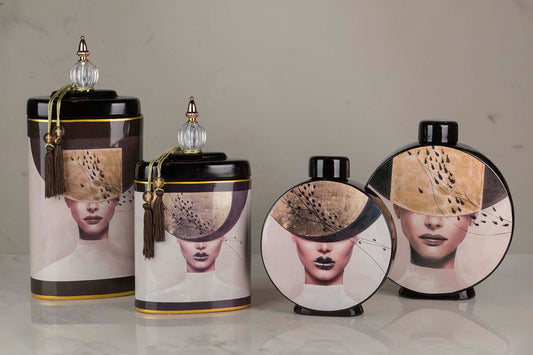 POTICHE CERAMICA DONNA CON CAPPELLO PICCOLA