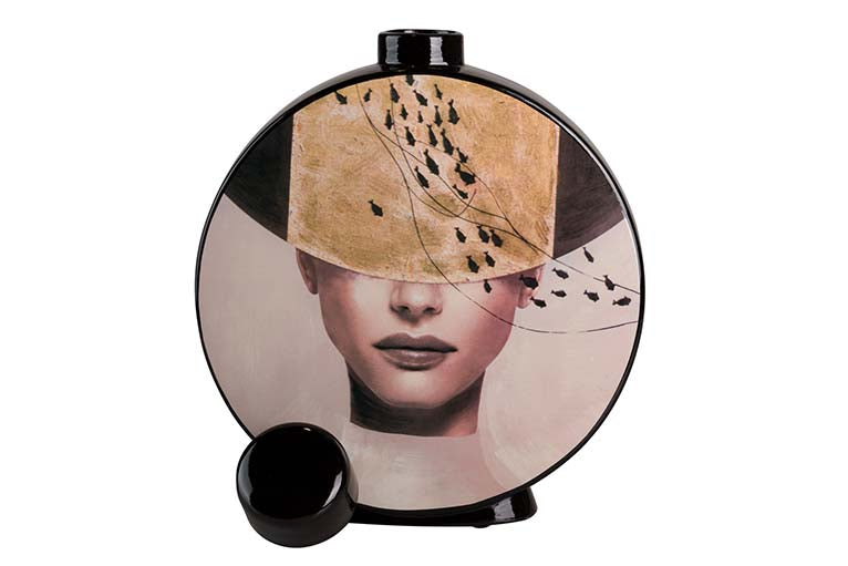 POTICHE CERAMICA DONNA CON CAPPELLO GRANDE