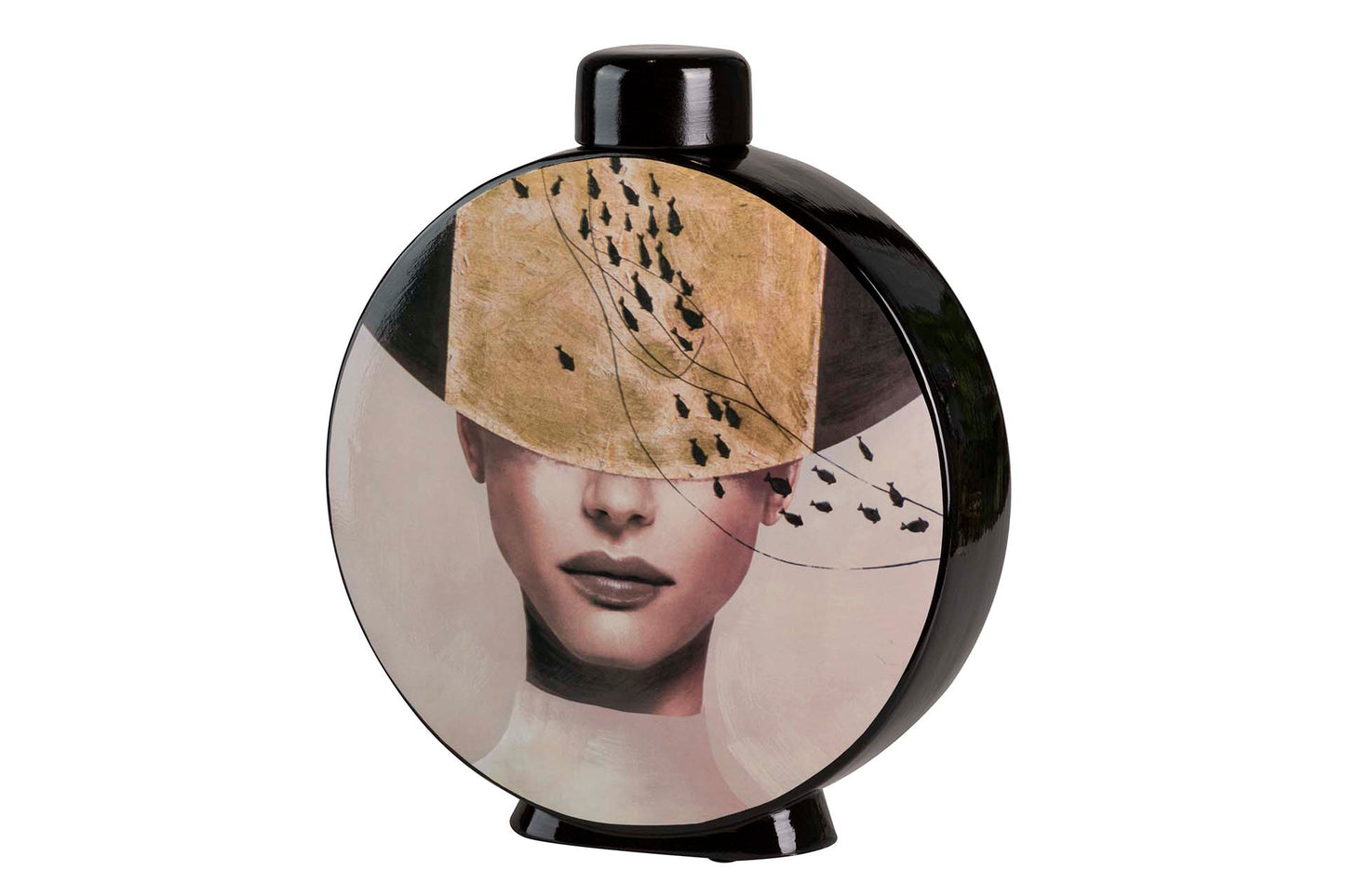 POTICHE CERAMICA DONNA CON CAPPELLO GRANDE