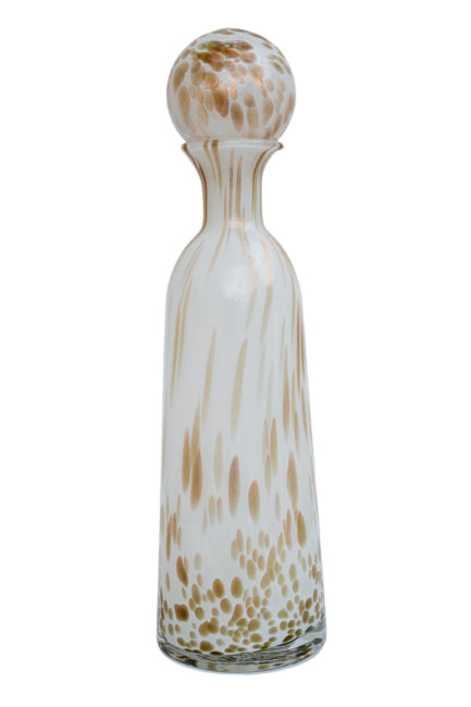 DECANTER VETRO BIANCO E DECORAZIONI BRONZO/ORO GRANDE