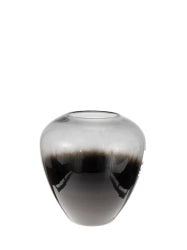 VASO IN VETRO SOFFIATO NERO E GRIGIO MEDIO