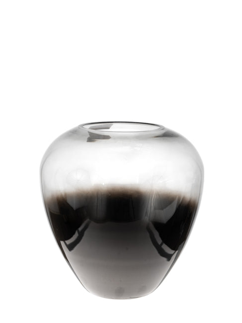 VASO IN VETRO SOFFIATO NERO E GRIGIO GRANDE
