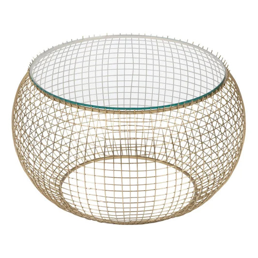 TAVOLINO DA CAFFE' ORO FERRO E CRISTALLO