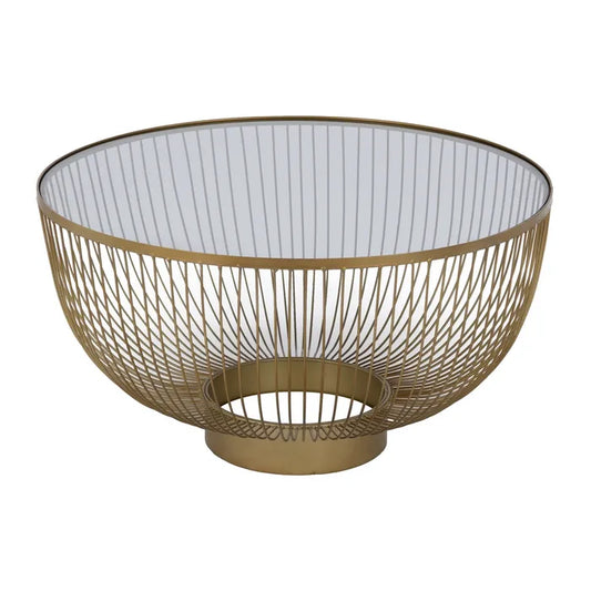 TAVOLINO DA CAFFE' ORO METALLO E CRISTALLO