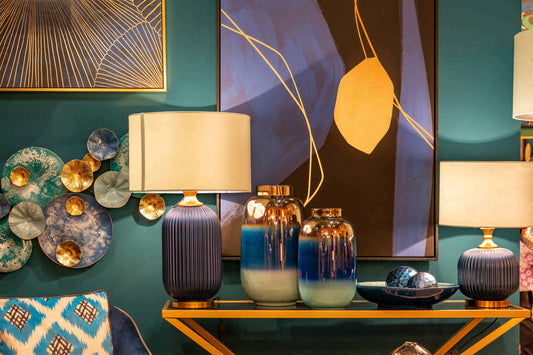 QUADRO ASTRATTO BLU E ORO