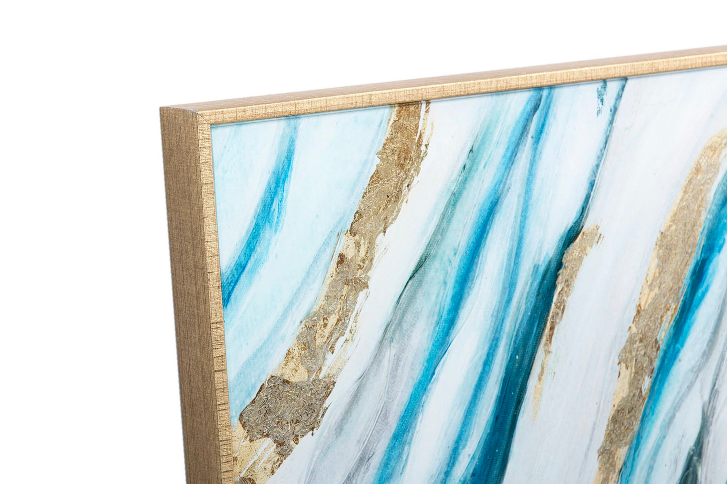 Peinture bleue abstraite avec des accents dorés