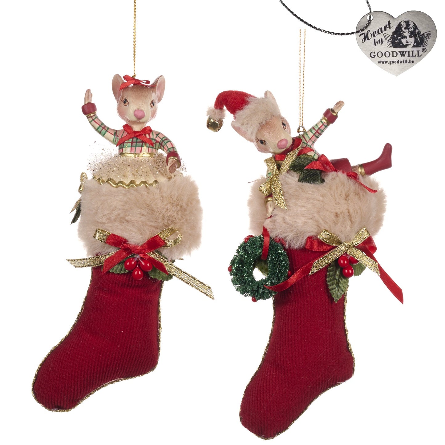 DECORAZIONI TOPINI IN CALZA DI NATALE