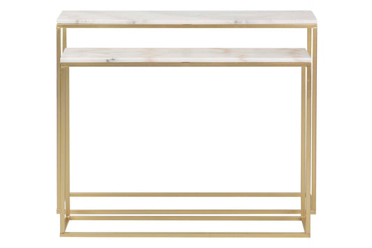 SET CONSOLLE IN METALLO ORO CON MARMO