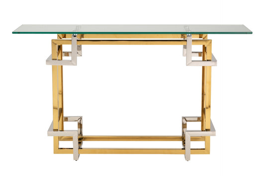 CONSOLLE INOX VETRO NERO