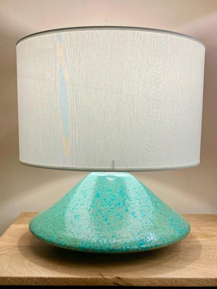 Aquamarine Ceramic Disc Lamp