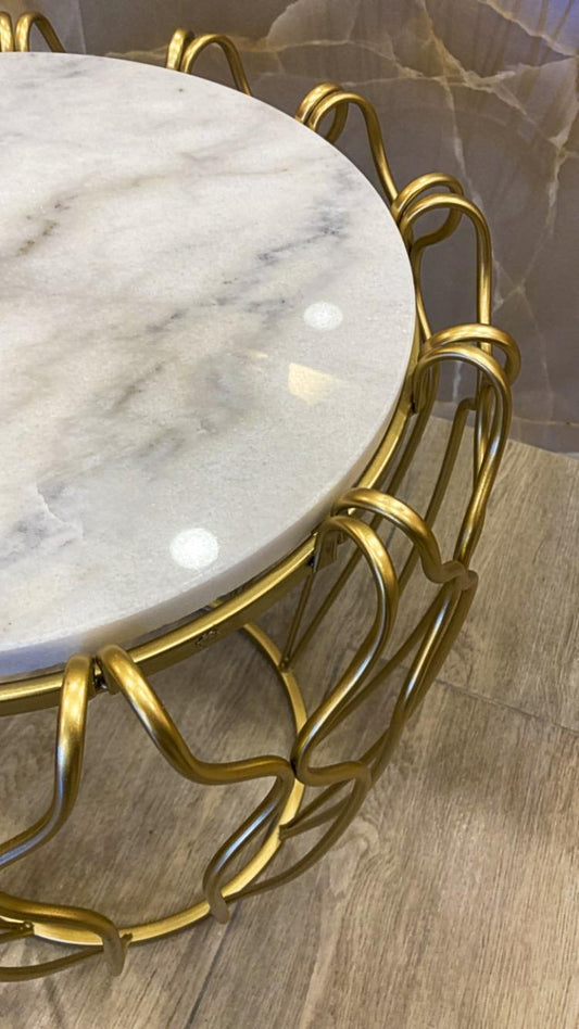 TAVOLO TONDO INTRECCIATO MARMO