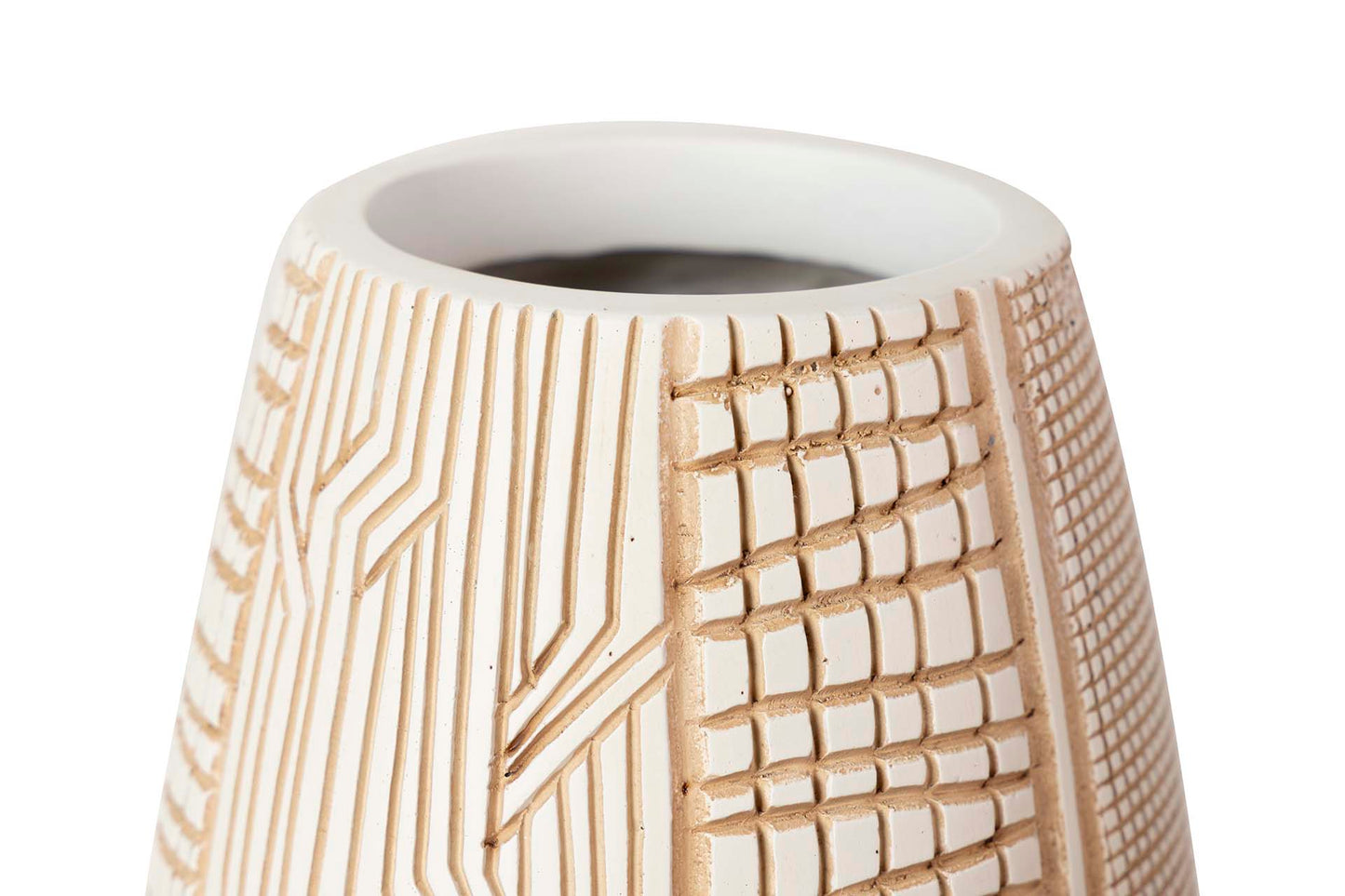White and brown resin vase