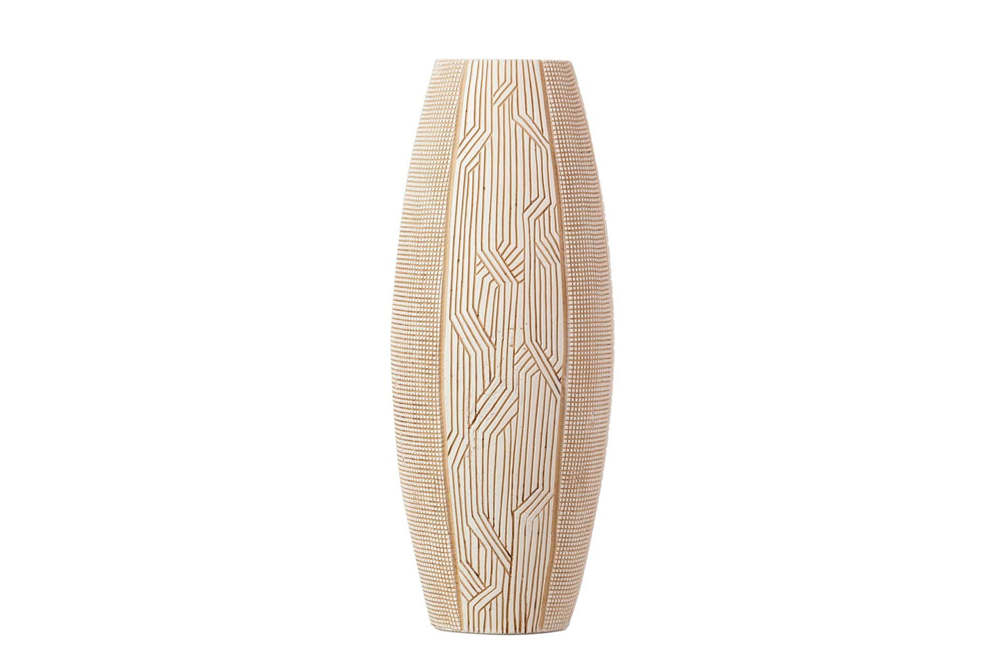 White and brown resin vase