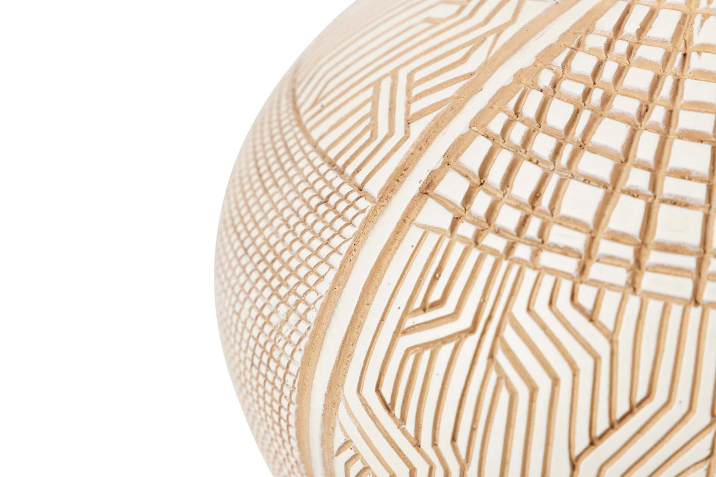 Round white and brown resin vase
