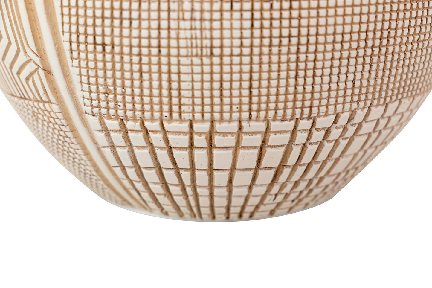 Round white and brown resin vase