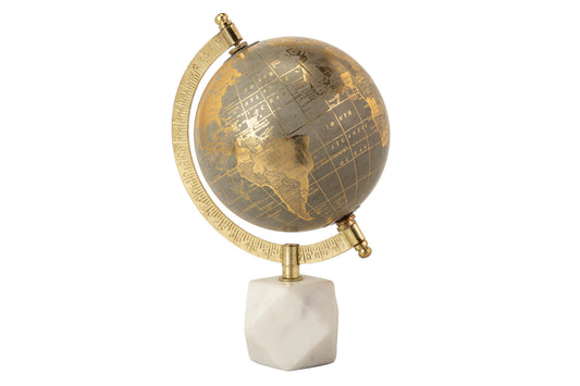 Globe gris avec socle en marbre