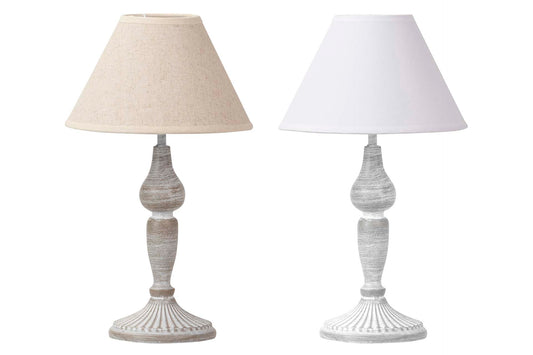 Grey table lamp with white lampshade