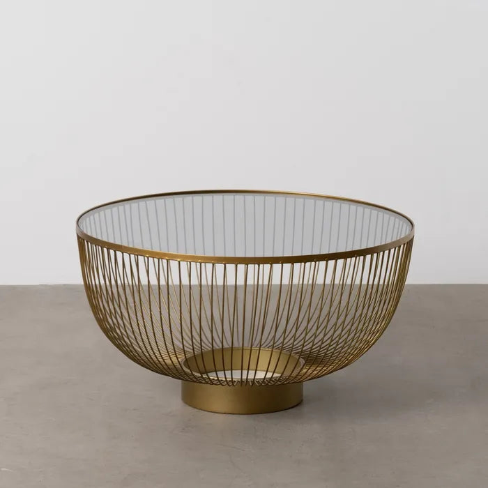 TAVOLINO DA CAFFE' ORO METALLO E CRISTALLO