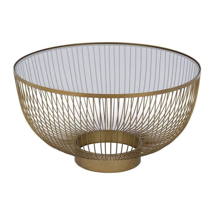 TAVOLINO DA CAFFE' ORO METALLO E CRISTALLO