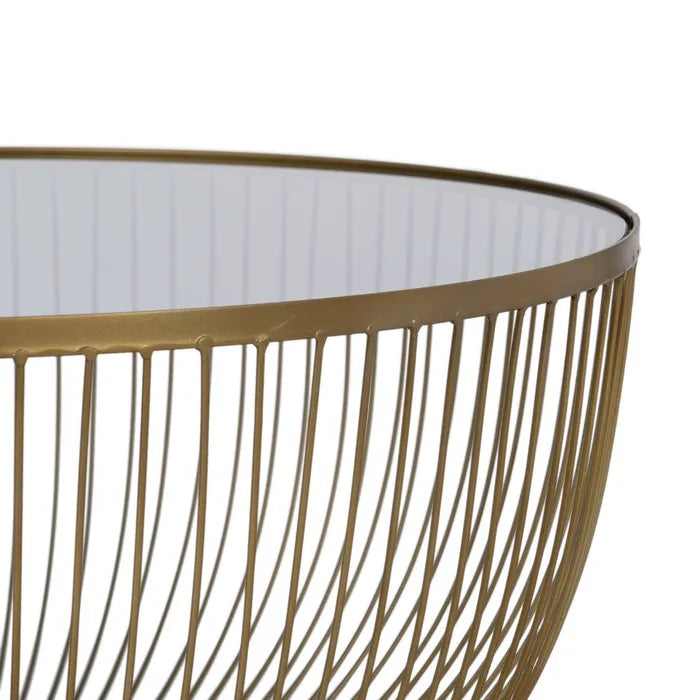 TAVOLINO DA CAFFE' ORO METALLO E CRISTALLO