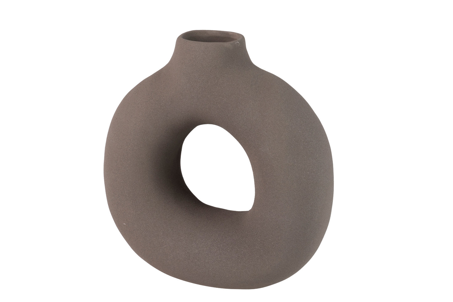 Round grey terracotta vase