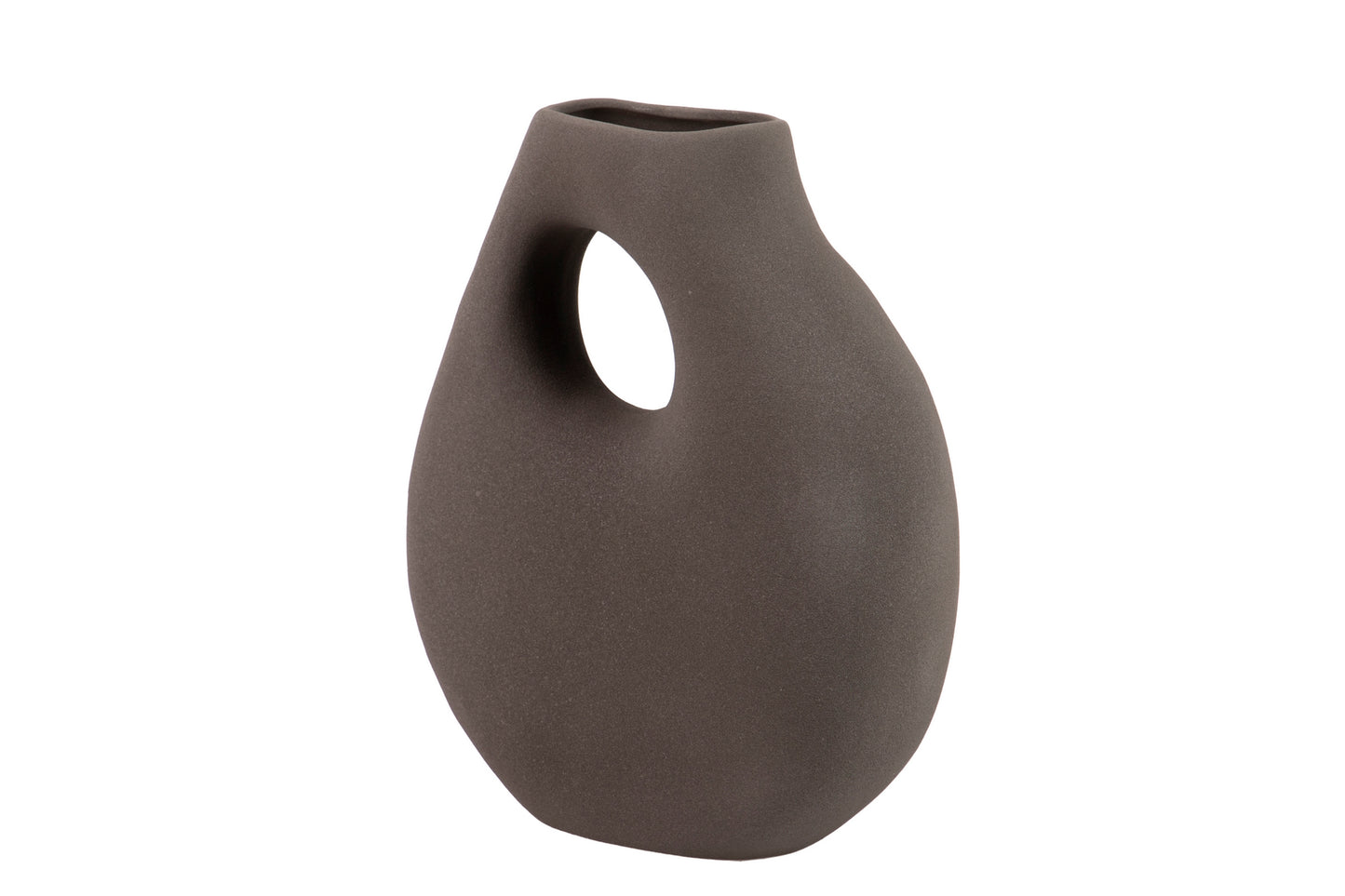 Oval grey terracotta vase