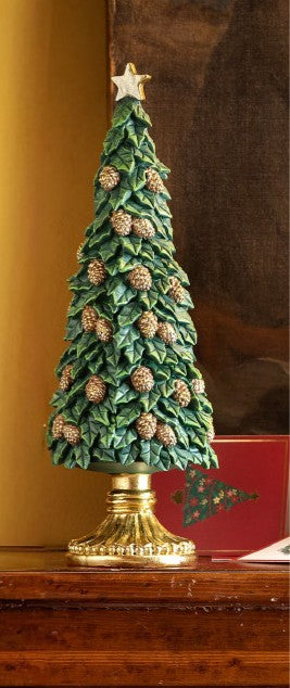 ALBERO VERDE CON PIGNE PICCOLO - ROSSO NATALE