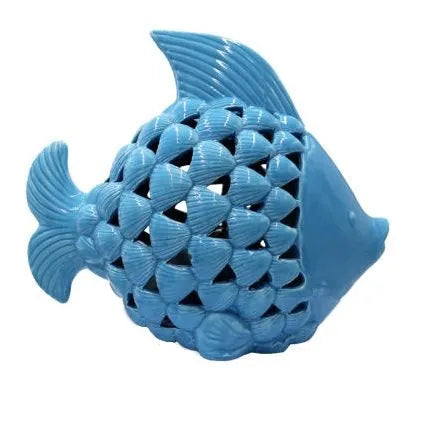 Small Blue Fish Lamp with Shells