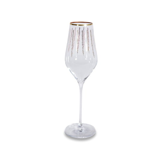 6 Flute glasses 270ml Gold Bubbles