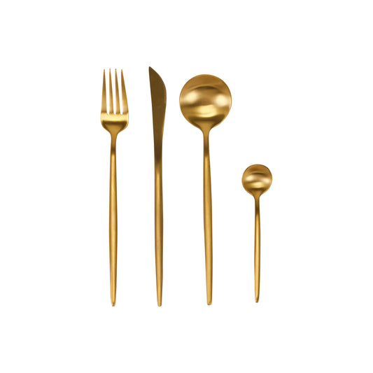 24-piece matt gold cutlery set