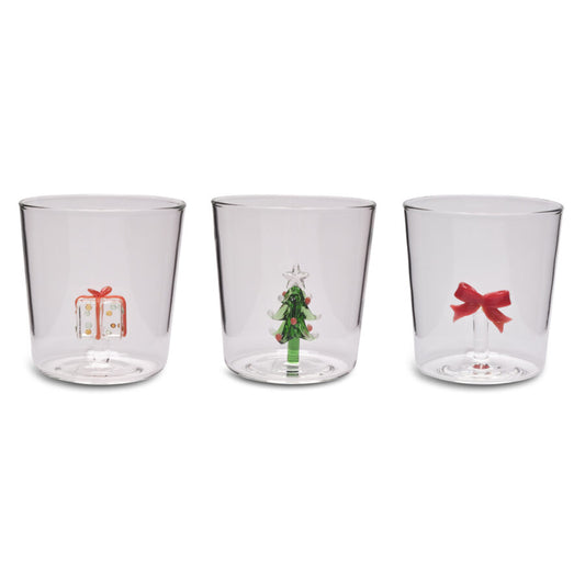 Set of 6 glasses with Christmas subjects