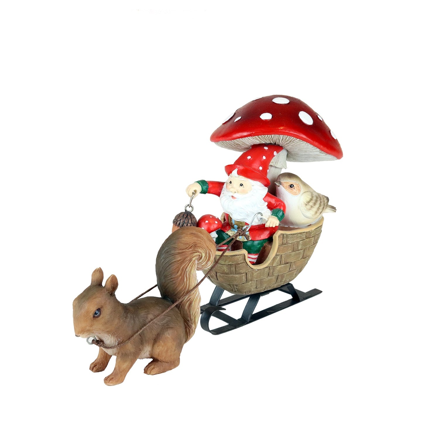 Squirrel with Santa Claus on Gnomes' Sleigh