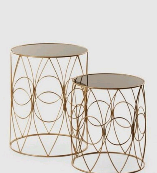 TAVOLO ROTONDO METAL + VETRO set 2PZ