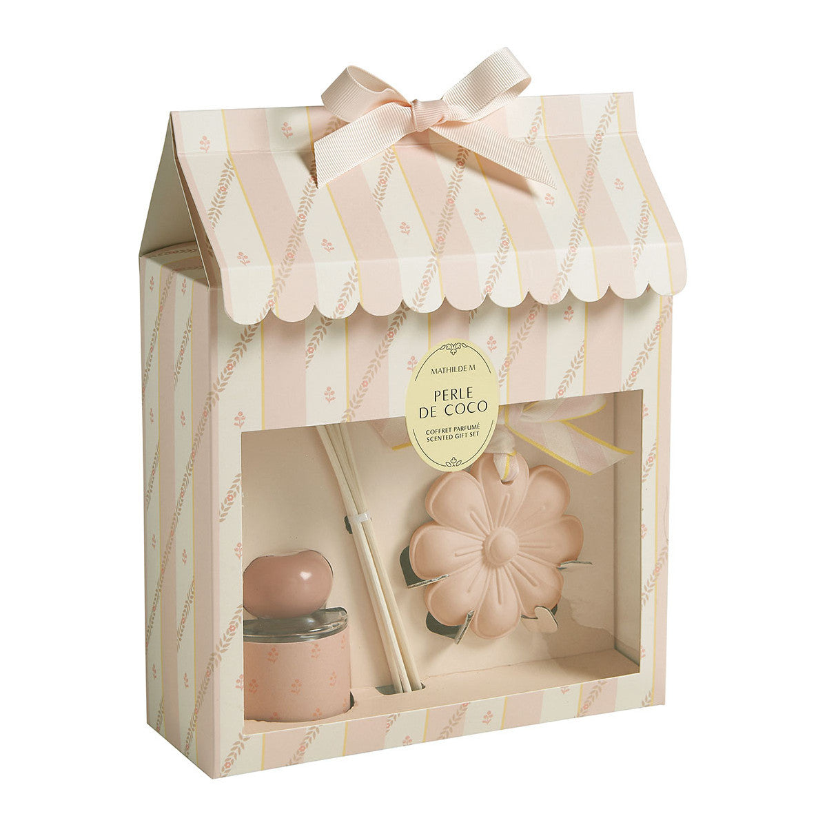 SCATOLA DIFFUSORE DI PROFUMO DA 40ml E DECORO BAIN DE SOLEIL - PERLE DI COCCO