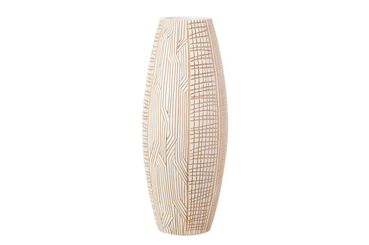 White and brown resin vase