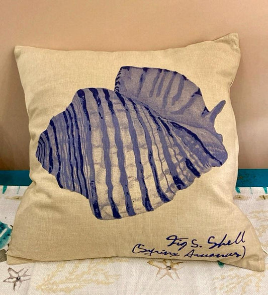 Coussin coquillage bleu