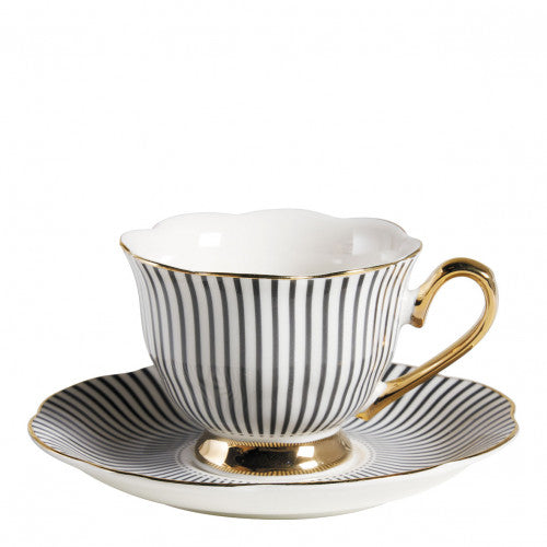 Set of 2 grey and gold coffee cups