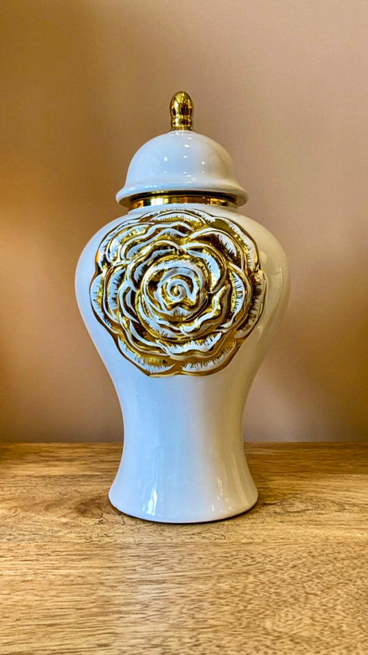 POTICHE IN CERAMICA CON FIORE PICCOLA
