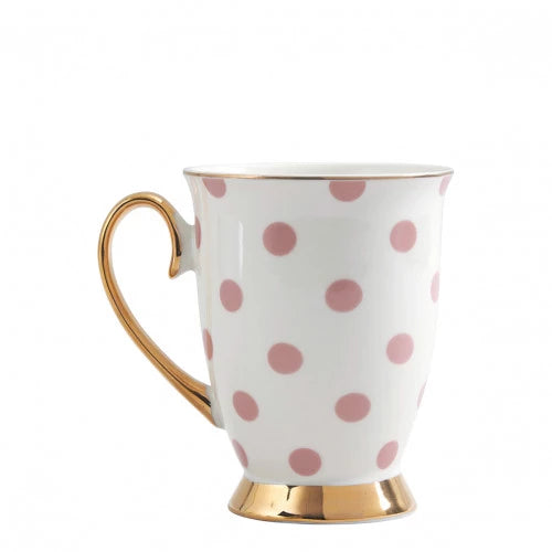 Pink polka dot mug